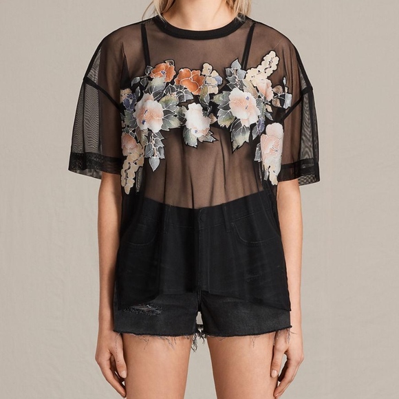 All Saints Tops - All Saints Black Keela Tee All Saints Tops - All Saints Black Keela Tee